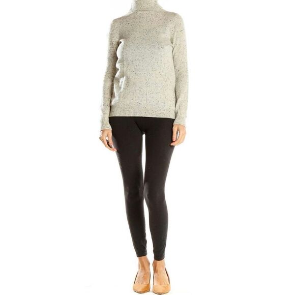 C by Bloomingdale's Gray Textured 100% 2-Ply Women’s Cashmere Turtleneck Sweater - Picture 1 of 9